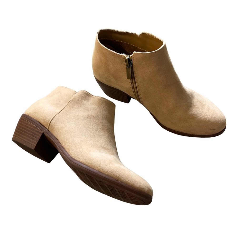 Toetos Boston Country Western Ankle Boot Bootie Side Zipper Tan Suede Size 5.5